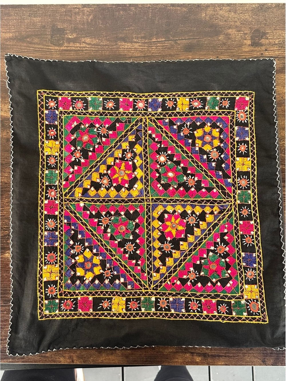 Hand Sewn Embroidered Decorative Textile Cushion Cover
